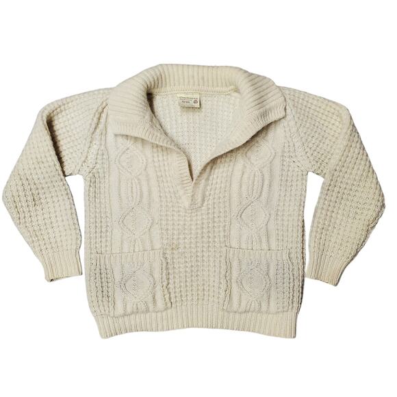 Vintage Wool Fisherman Sweater Gaeltarra Irish Handloomed Cottagecore - Medium - Picture 1 of 8